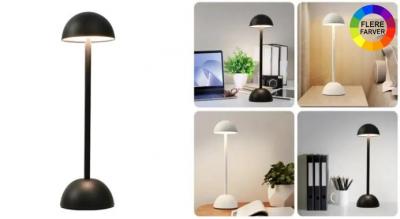 Genopladelig bordlampe med touch-styring og op til 8 timers driftstid