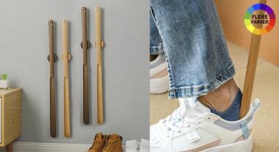 Elegant skohorn i træ, hele 50 cm langt for ekstra bekvemmelighed - Den stilfulde magnetiske holder gør det altid let tilgængeligt i entreen