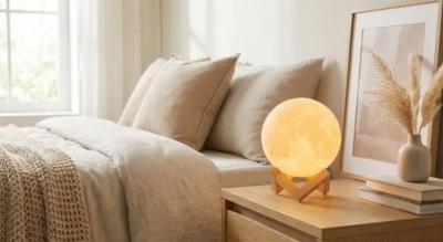 3D månebordlampe - LED i to farver, USB-genopladelig, moderne boligbelysning