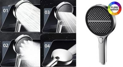 Kraftigt brusehoved med 4 funktioner - høj vandtryk &amp; stort flow