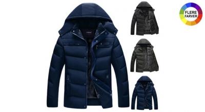Varm vinterjakke med hætte til mænd