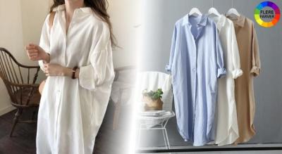 Elegant langærmet skjortekjole til kvinder - i afslappende og stilfuldt design