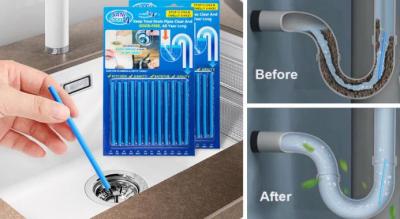 2-pak praktiske SaniSticks til afløbet - nu er det slut med tilstoppede afløb