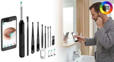 8-delt sæt ørerenser med indbygget kamera og LED-lys, der gør det nemt at fjerne ørevoks