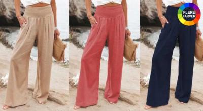 Brede, afslappede bukser med lommer - sommerens og forårets smukkeste bukser i 10 farver!
