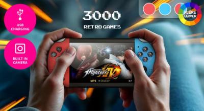 X7 håndholdt retro spillekonsol - 4,3" skærm, 8 GB lagerplads, 3000 klassiske spil, arkade-joystick