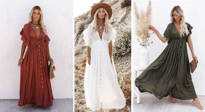 Boheme maxikjole til kvinder - 10 farvevalg