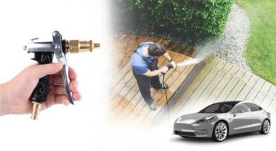 Mundstykke med højtryk til vandslange - ideelt til vask af bil, havemøbler og terrasse, med justerbar vandstrøm