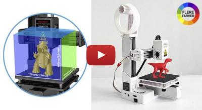 Begyndervenlig 3D-printer - Nem opsætning, kompatibel med PLA &amp; TPU 1,75 mm filament, inkl. strømadapter