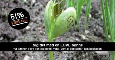 1 pose med 10 stk. røde bønner med tekst