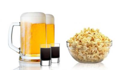 2, fadøl, 2 shots og en skål popcorn