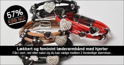 Læderarmbånd med hjerter