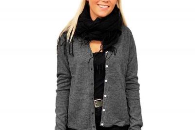 Mørkegrå pashmina-trøje