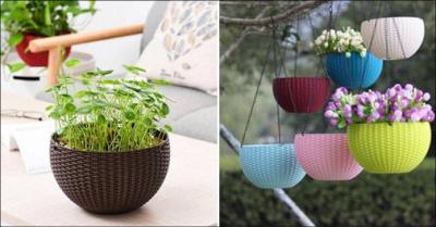 Vævet hængepotte til planter