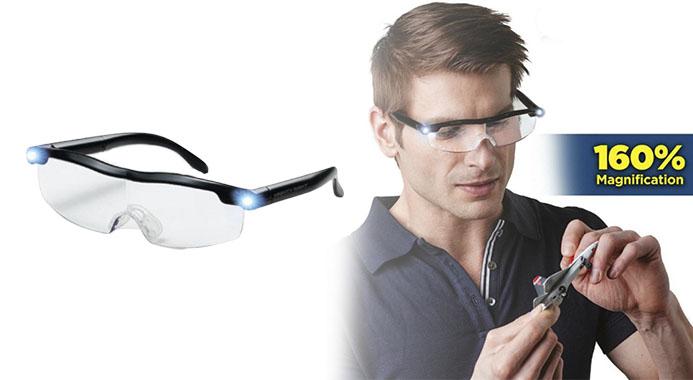 Smart forstørrelsesbriller med LED-lys