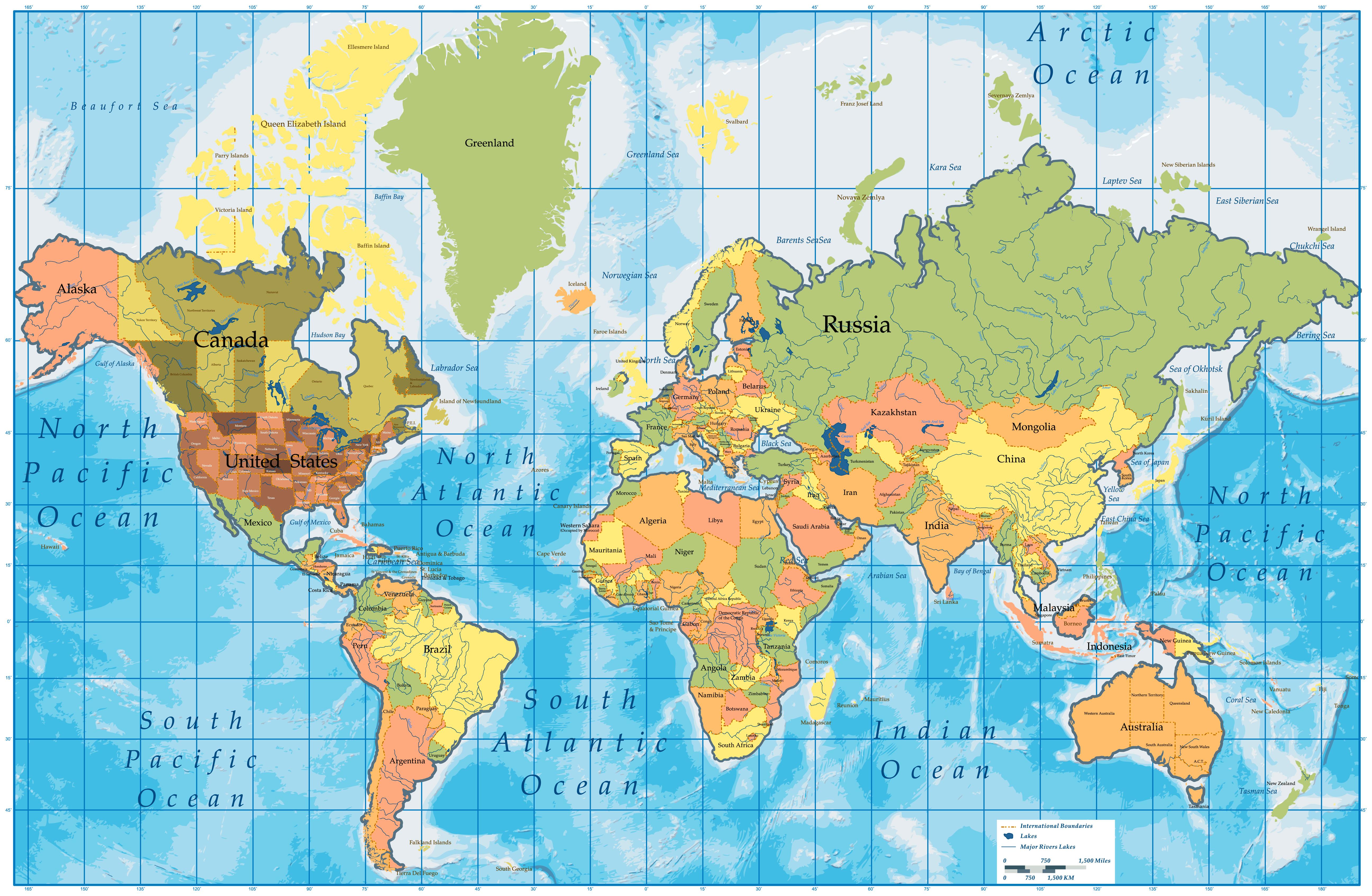 Printable Labeled World Map